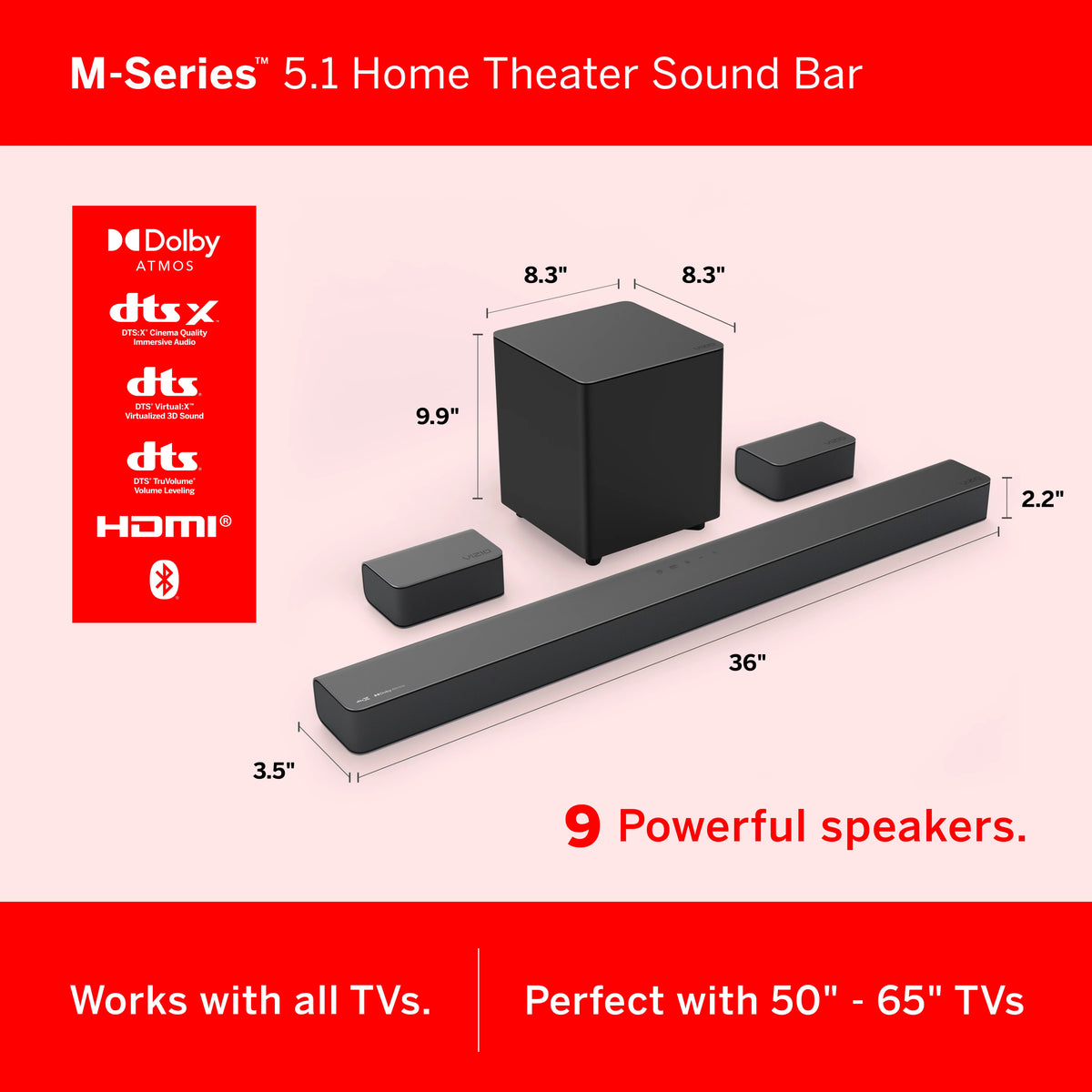 5.1 Sound Bar with Dolby Atmos, DTS:X, Bluetooth R770