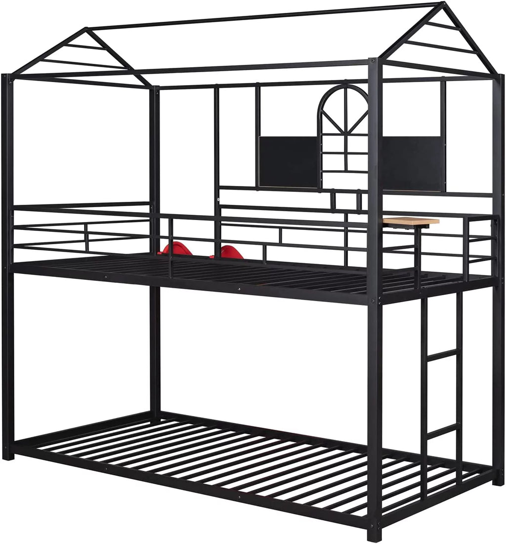 Twin Over Twin Metal Bunk Bed with Slide E909410