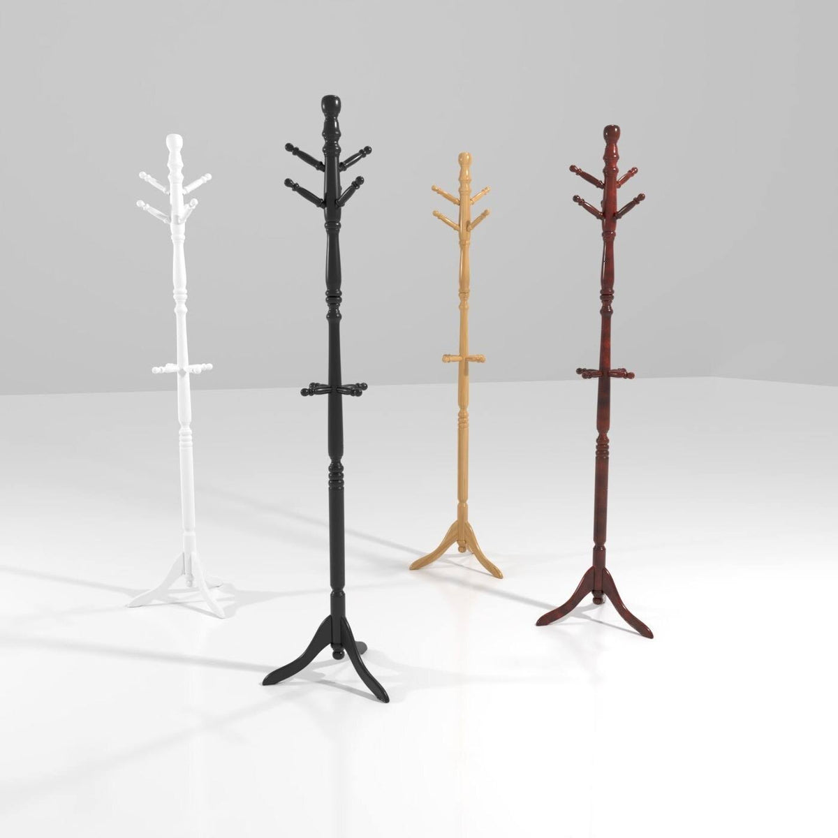 White Solid Wood Coat Rack P55841