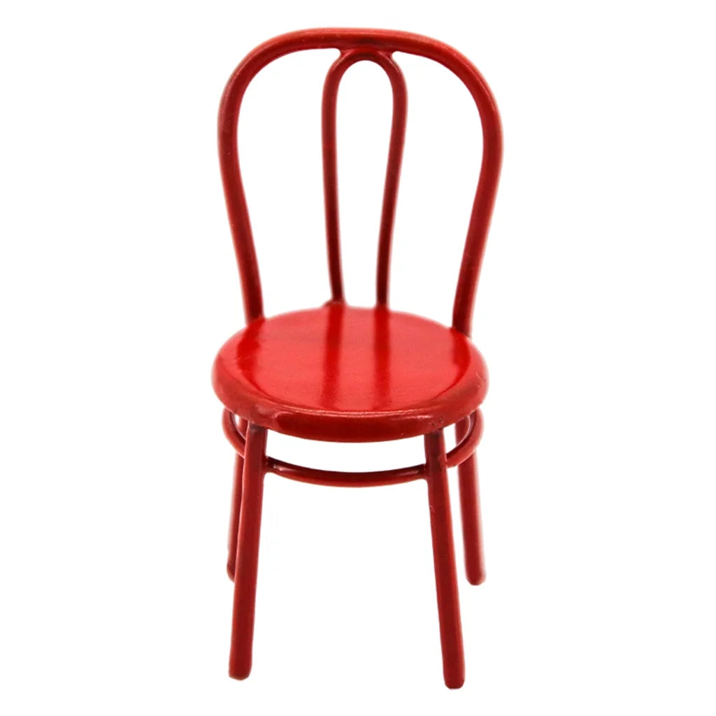 Red Metal Craft Dollhouse Miniature Dining Chair A128