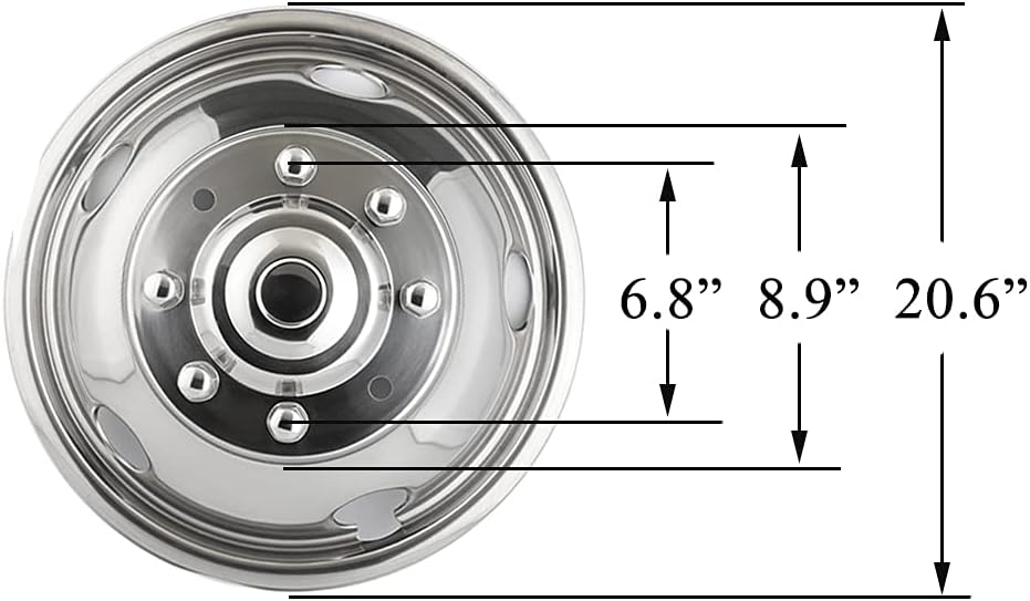 2pcs 19.5inch Front Polished Stainless Steel Dually Wheel Simulators Q3371