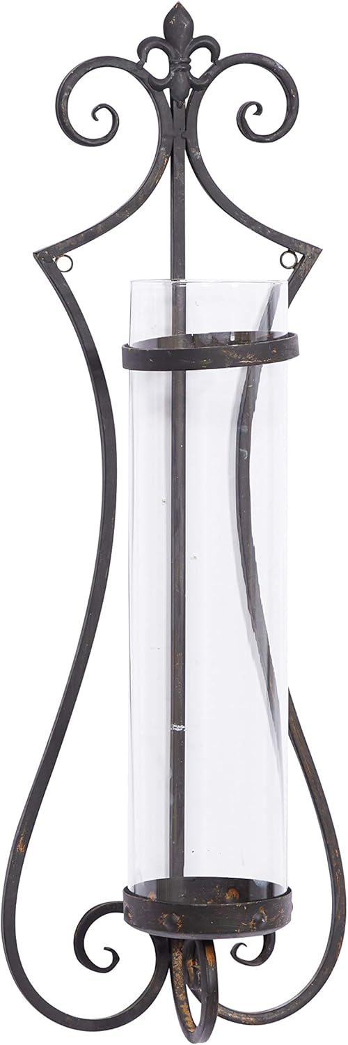 Metal Glass Candle Sconce K9943