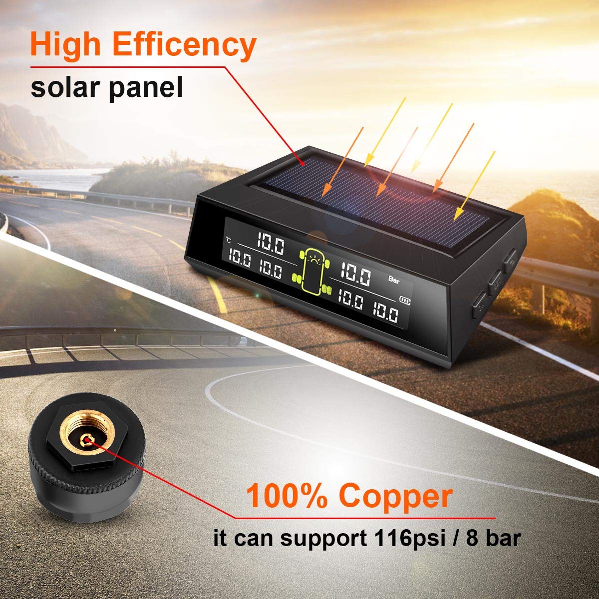 Tire Pressure Monitoring System with 6 Tire External Sensors W799