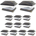 12 Pack Bronze 6 x 6 Solar Post Light Deck Cap Square Outdoor PVC Vinyl Wood N805