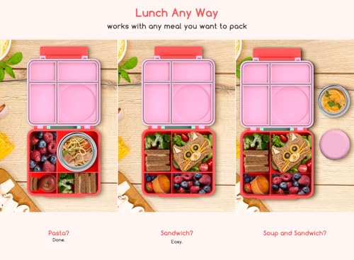 Leak-Proof Bento Box with Insulated Thermos Food Jar, 4 Compartments, Blue E9444