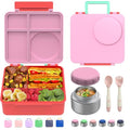 Leak-Proof Bento Box with Insulated Thermos Food Jar, 4 Compartments, Blue E9444
