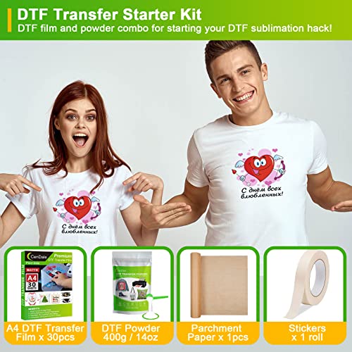 30 A4 Sheets, 14oz White Medium DTF Powder, Direct-to-Film Transfer L4061