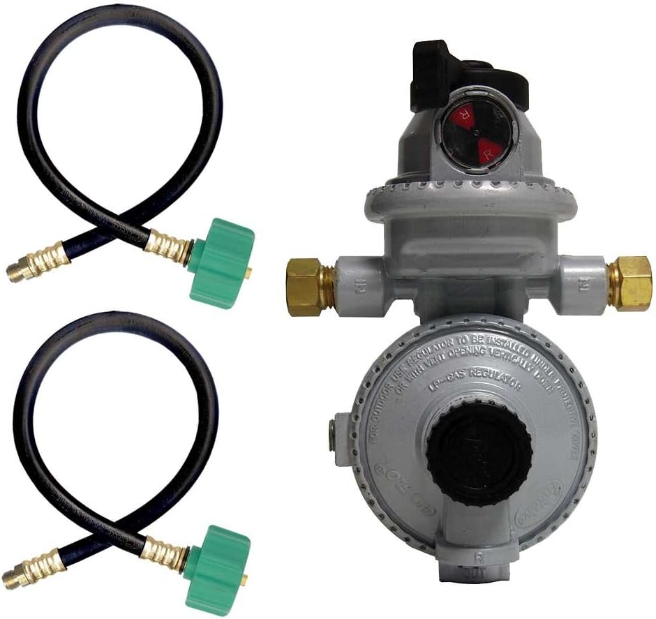 RV Camper LP Propane 2 Stage Automatic Regulator with 2 x 15 QCC Acme Pigtails J491005