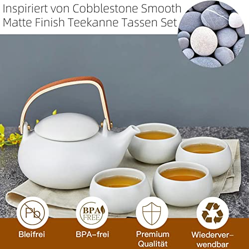 27 oz Ceramic Japanese Teapot with Fine Stainers and 4 Cups J728