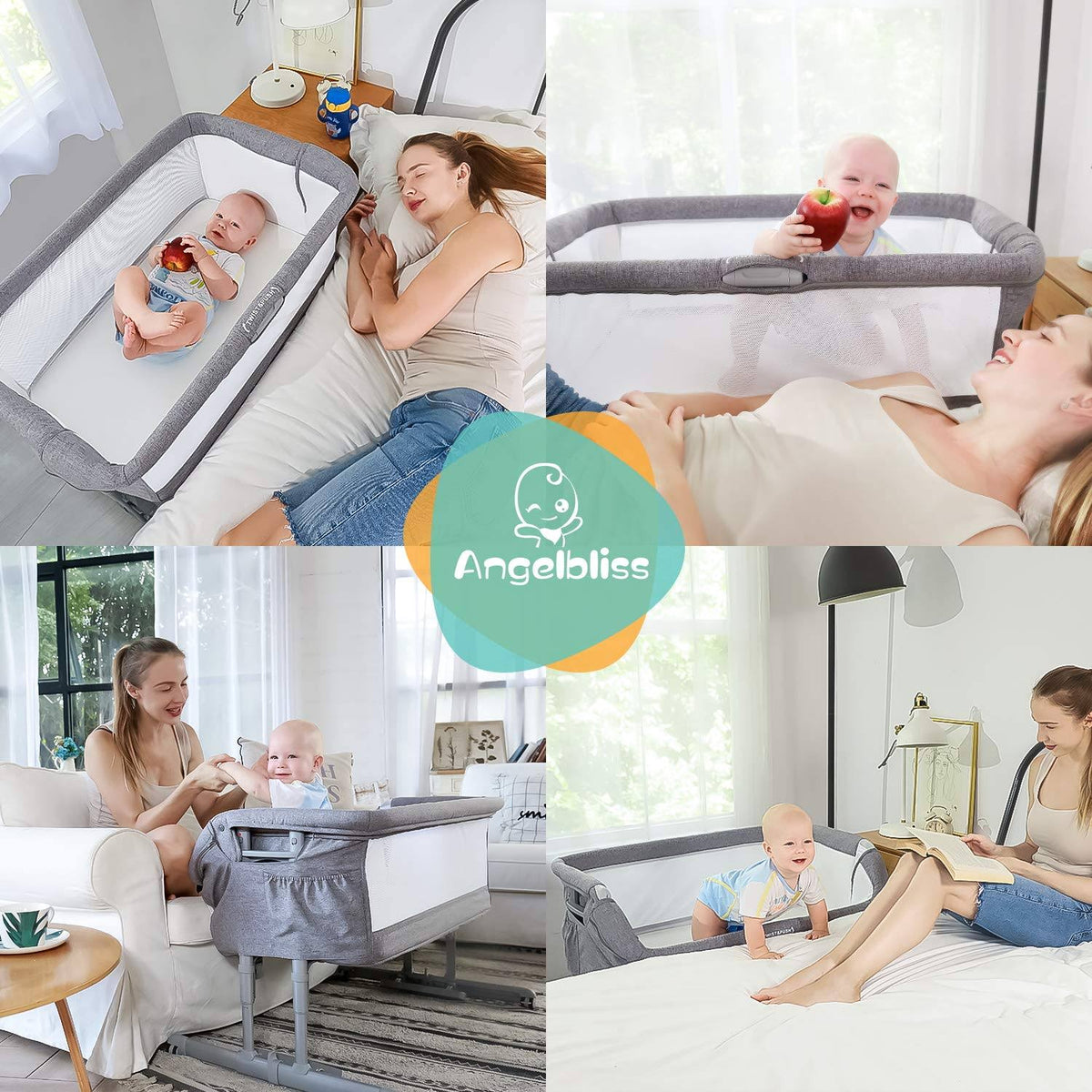 3-in-1 Baby Bassinet & Bedside Sleeper with Cradle Mode W2509