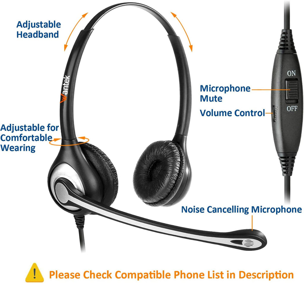 Corded Telephone Headset with Noise Canceling Mic G8243