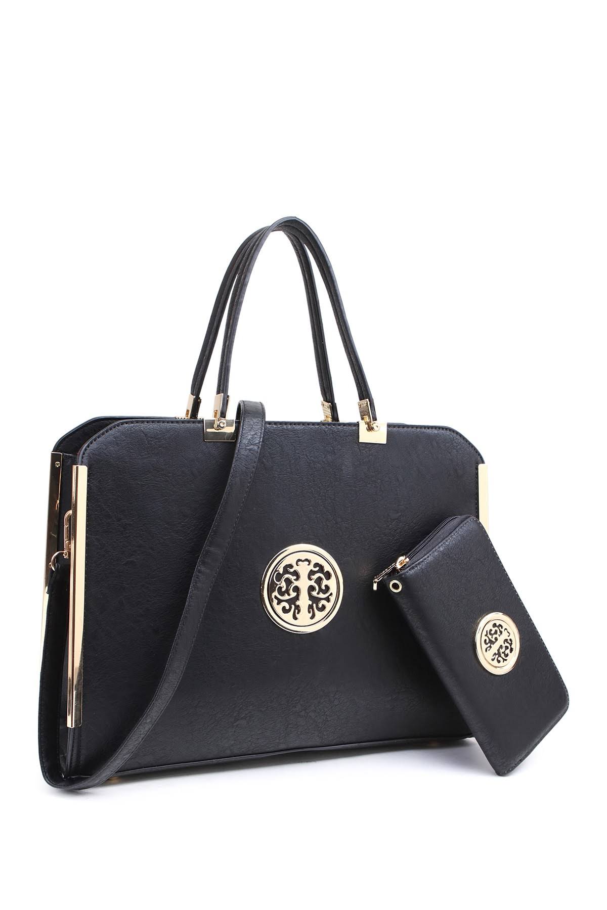 Black Laptop Briefcase Handbag with Matching Wallet Q41176