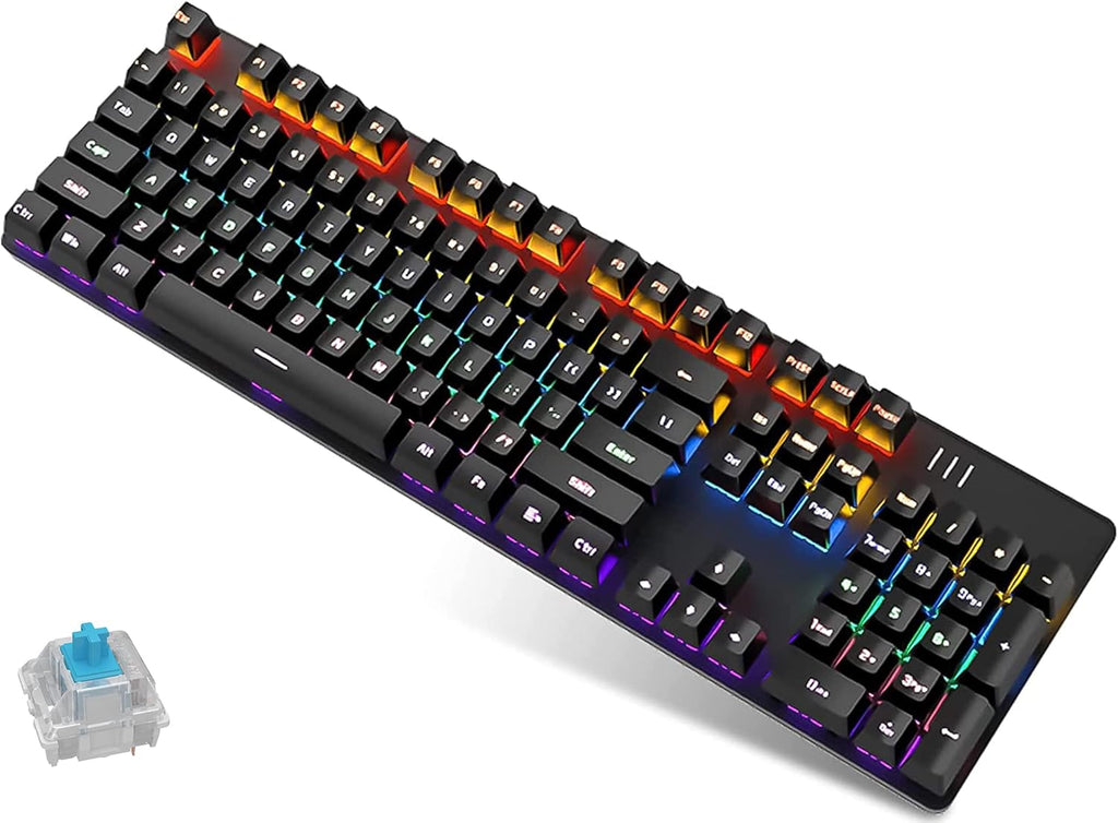 White-Blue 104 Keys Mechanical Gaming Keyboard Y24802