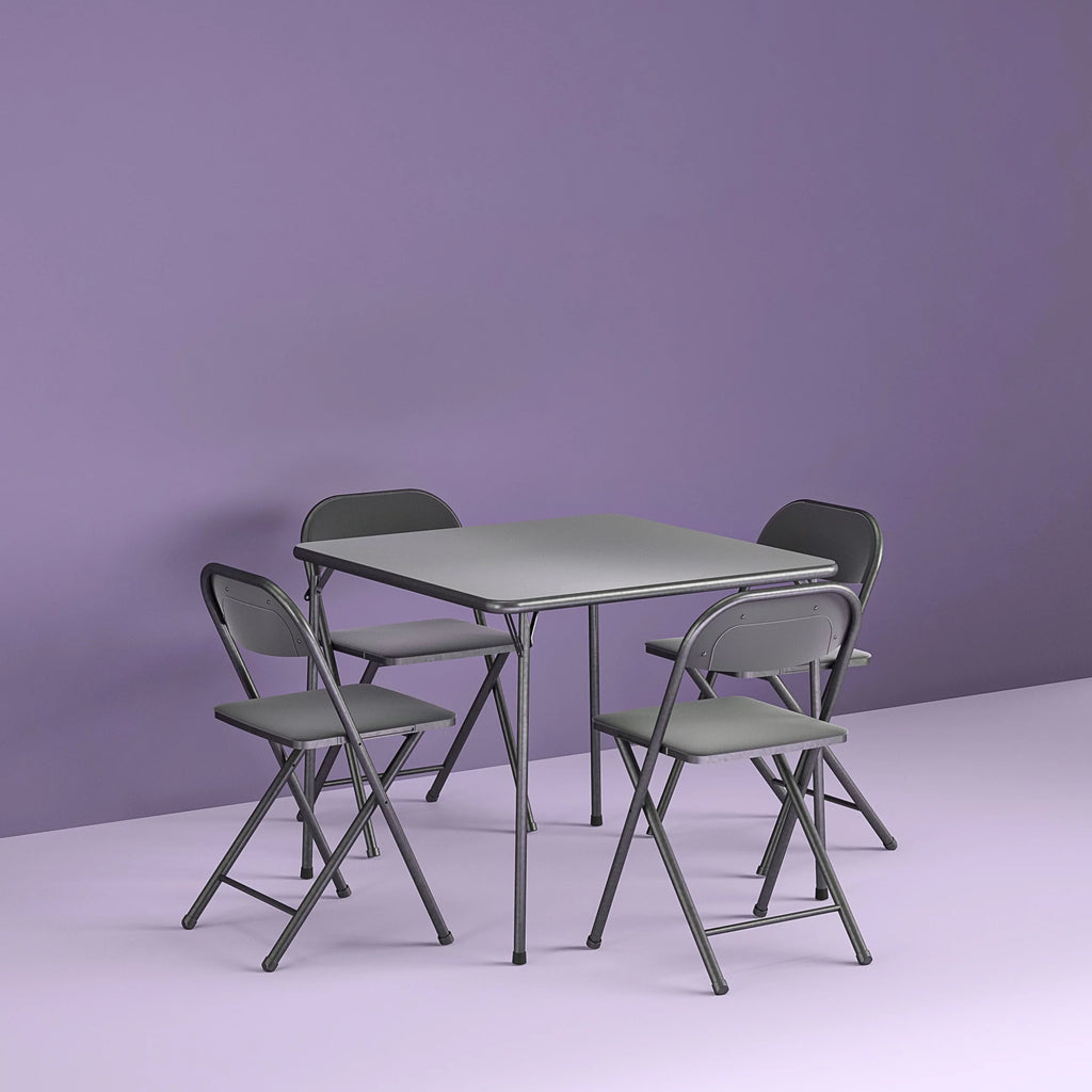 5-Piece Black Card Table Set C37313