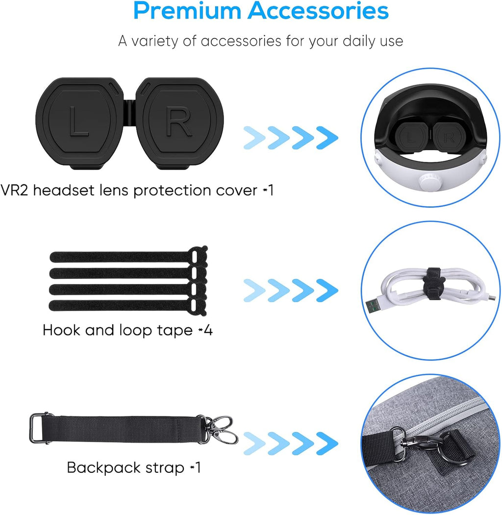 Hard Carrying Case Bag for PlayStation VR2 Gaming Headset and Touch Controllers Accessories K206