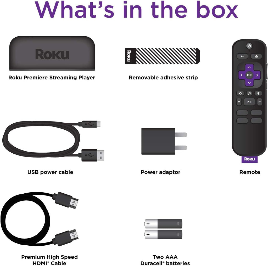Black HD/4K/HDR Streaming Media Player with Remote and HDMI Cable E728