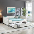 Beige Velvet Twin Size Daybed with Trundle J61115