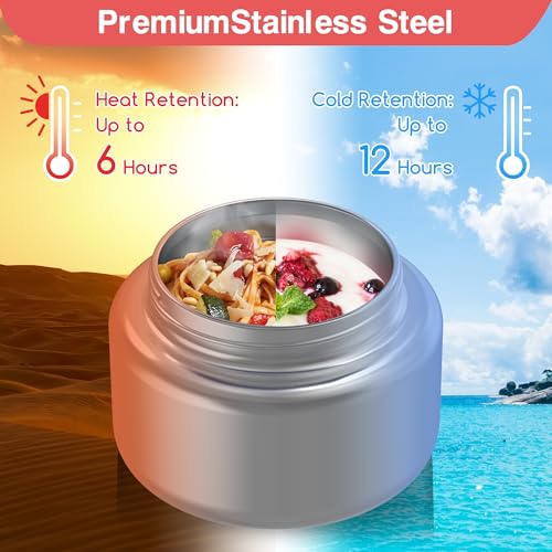 Leak-Proof Bento Box with Insulated Thermos Food Jar, 4 Compartments, Blue E9444