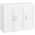 White Bathroom Wall Cabinet with Three Doors and Adjustable Shelf E662869