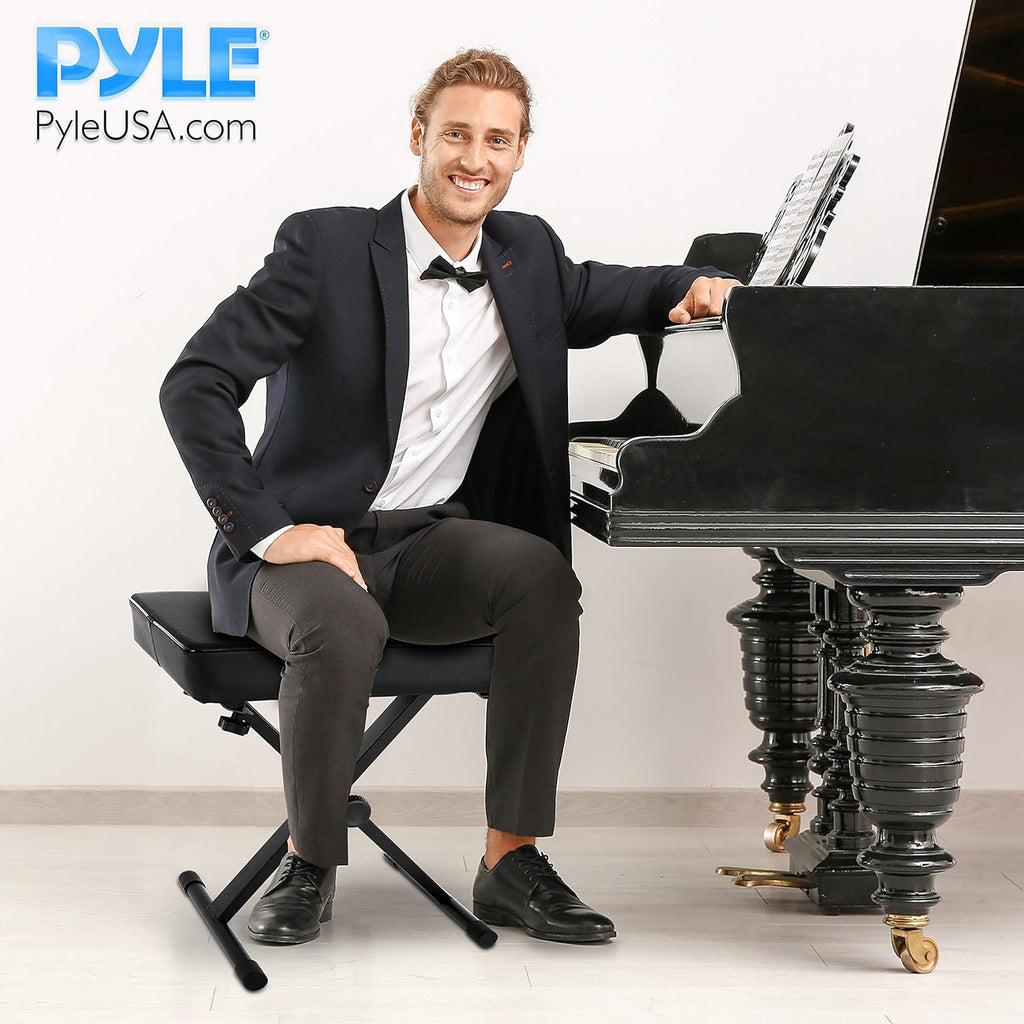 Adjustable Padded Bench Keyboard Piano Seat with Extra Thick Foam Cushion J9484