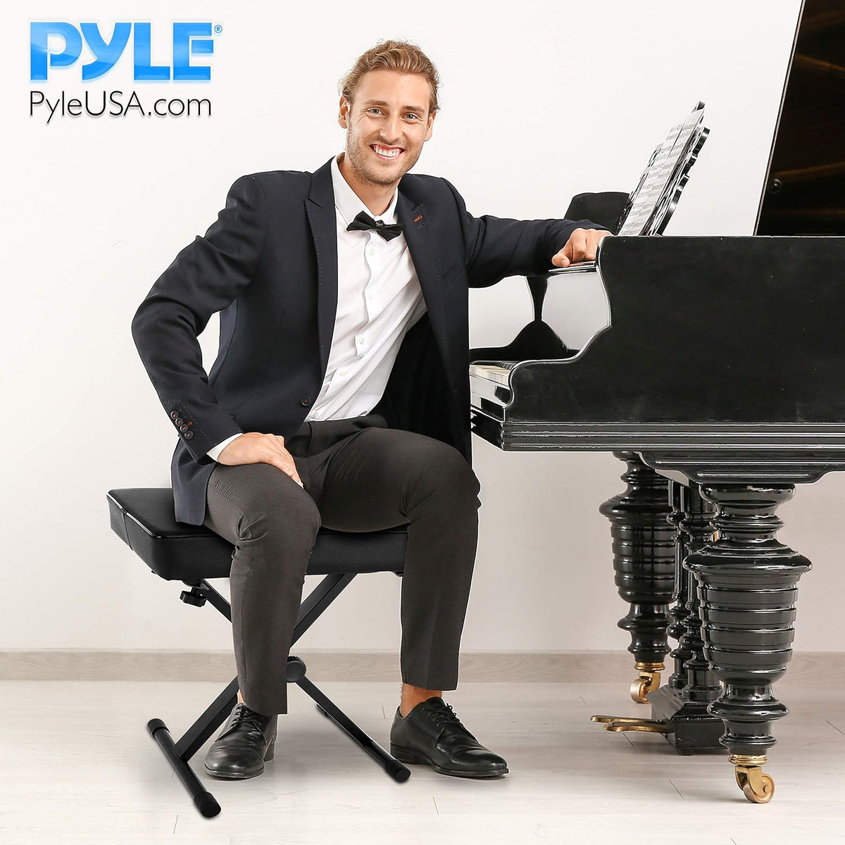 Adjustable Padded Bench Keyboard Piano Seat with Extra Thick Foam Cushion J9484