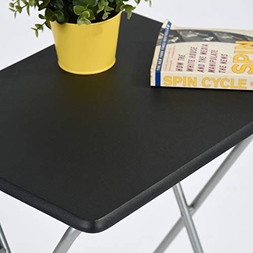 Folding Table with Wood Top Metal Frame, 14.1 x 18.9 x 26 in J8774
