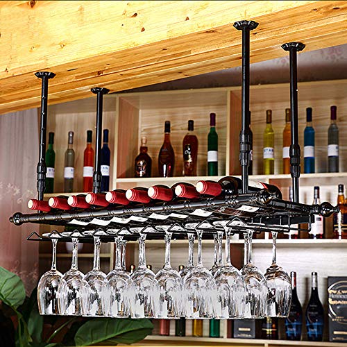 Rustic Metal Wine Rack Wall Mounted J342368