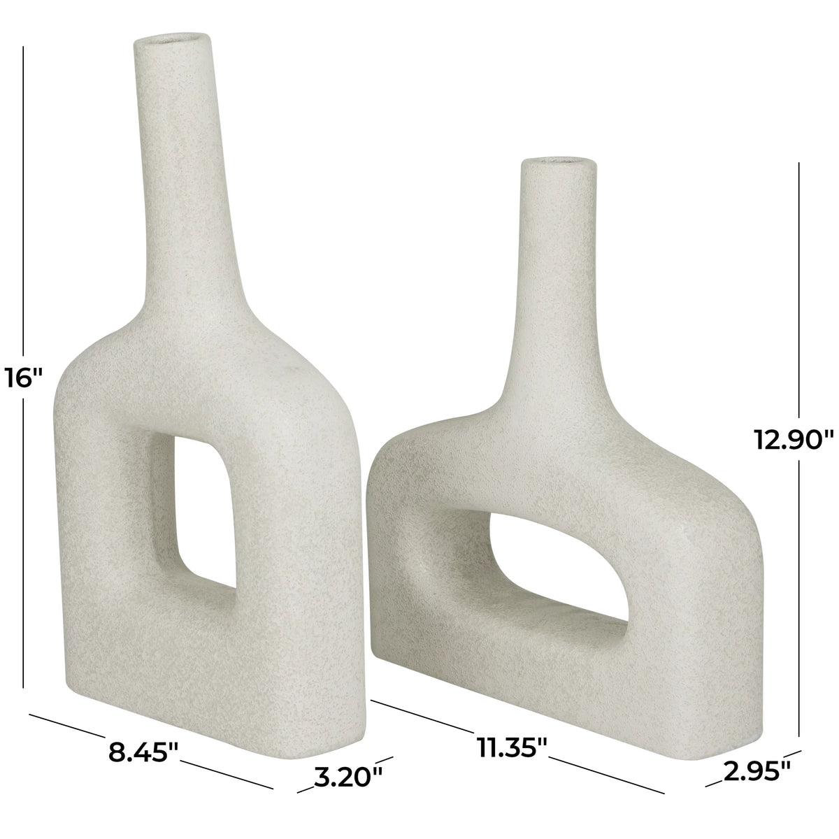 16" 13"H White Ceramic Vase Set of 2 Y4196