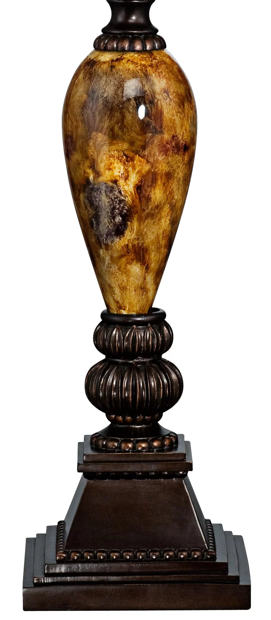 Traditional Table Lamp with White USB Dimmer Cord 37" Tall Bronze Golden Marbleized White Shade K6915