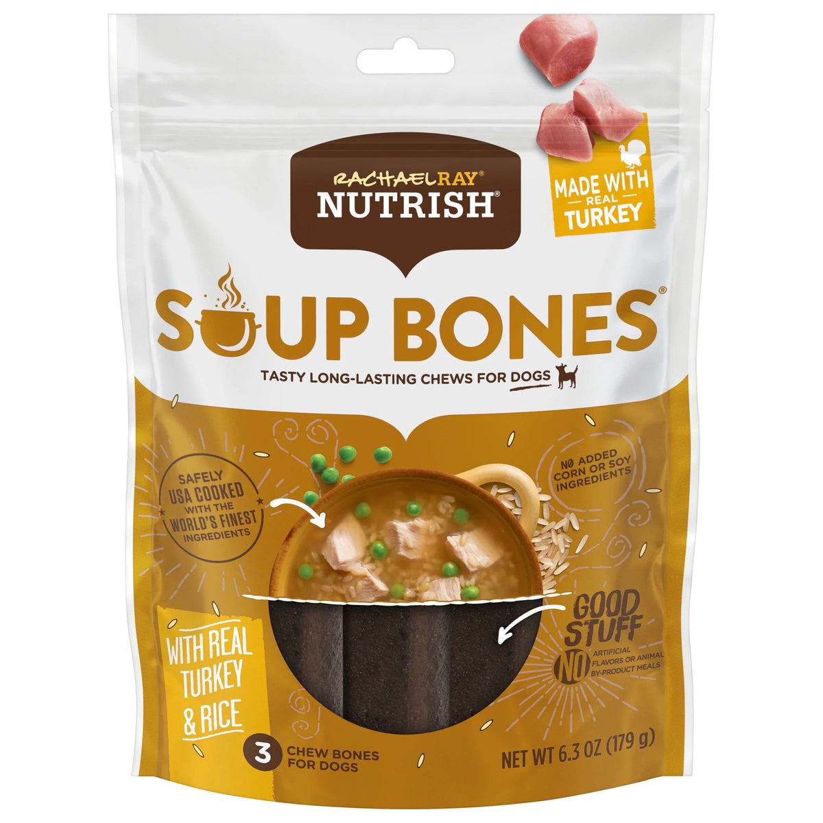 Dog Chews With Real Turkey & Rice, 3 Chews U2633