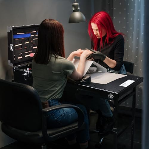 Black Rolling Manicure Table with 4 Drawers J647072