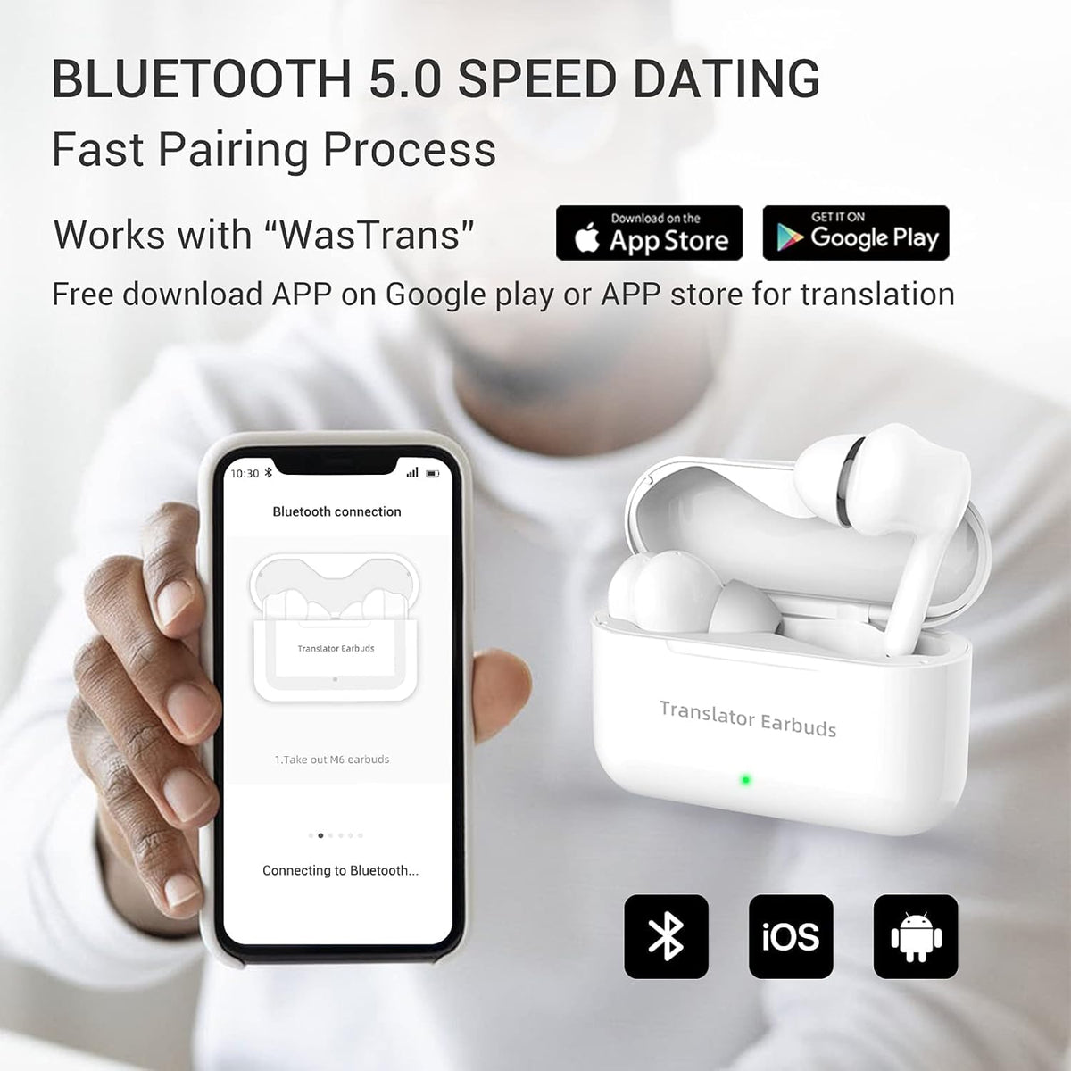 Wireless Translator Earbuds with 72 Languages G579064