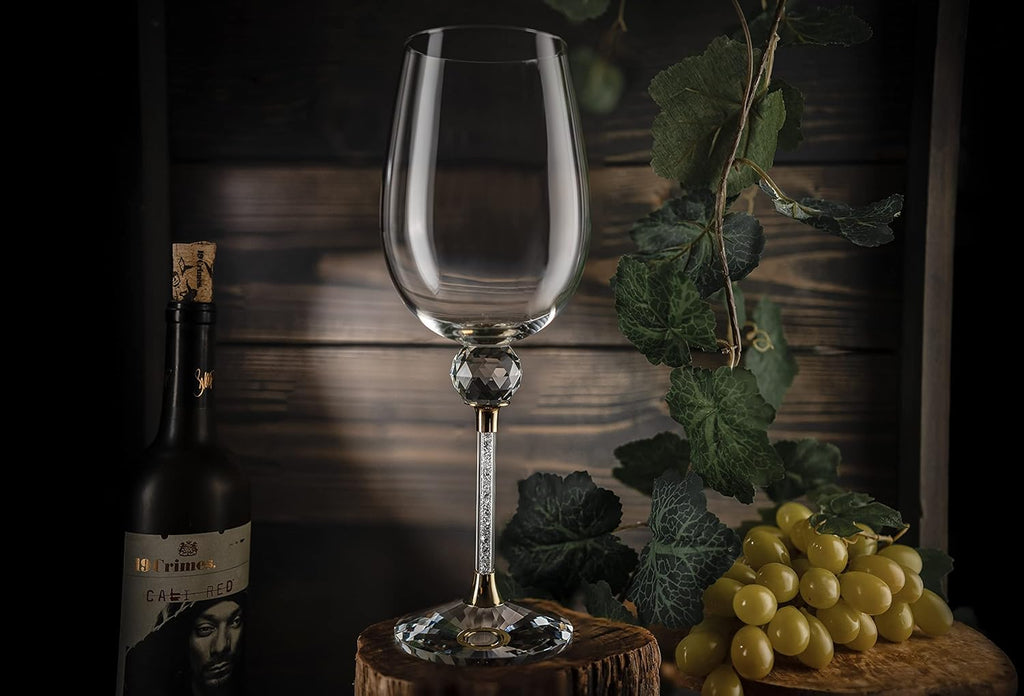 Set of 2 Gold Wine Glasses 16 Ounces Q800