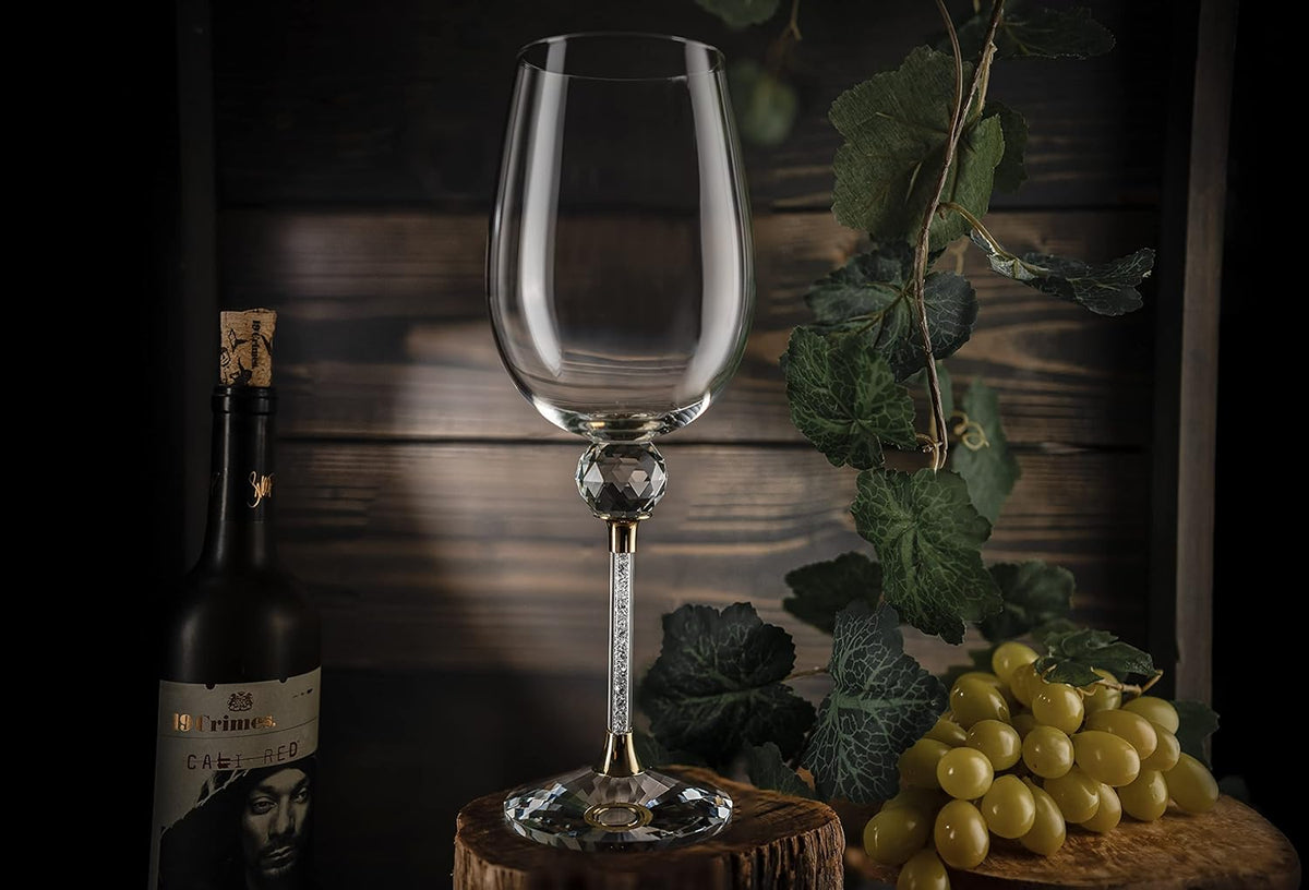 Set of 2 Gold Wine Glasses 16 Ounces Q800