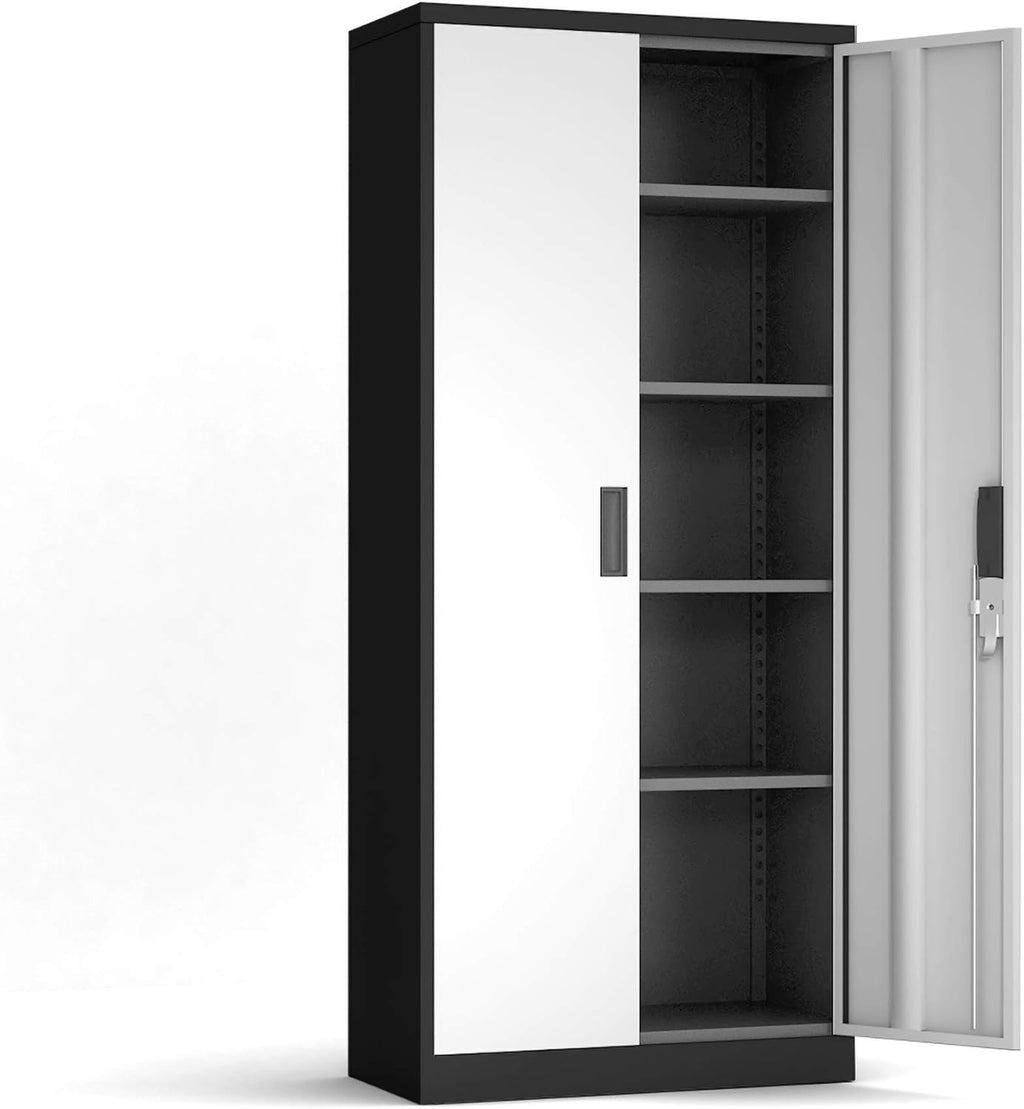Black 72'' Tall Metal Storage Cabinet with 2 Doors and Adjustable Shelves Y20174