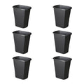 10 Gallon Plastic Wastebasket Trash Can, Black (6 Pack) V643126