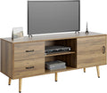 Mid Century Modern Wood TV Stand with Sliding Door W3597