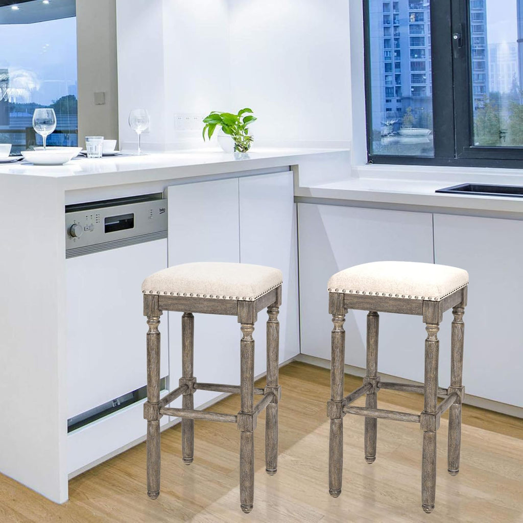30 Inch Taupe Barstool Set of 2 K73388