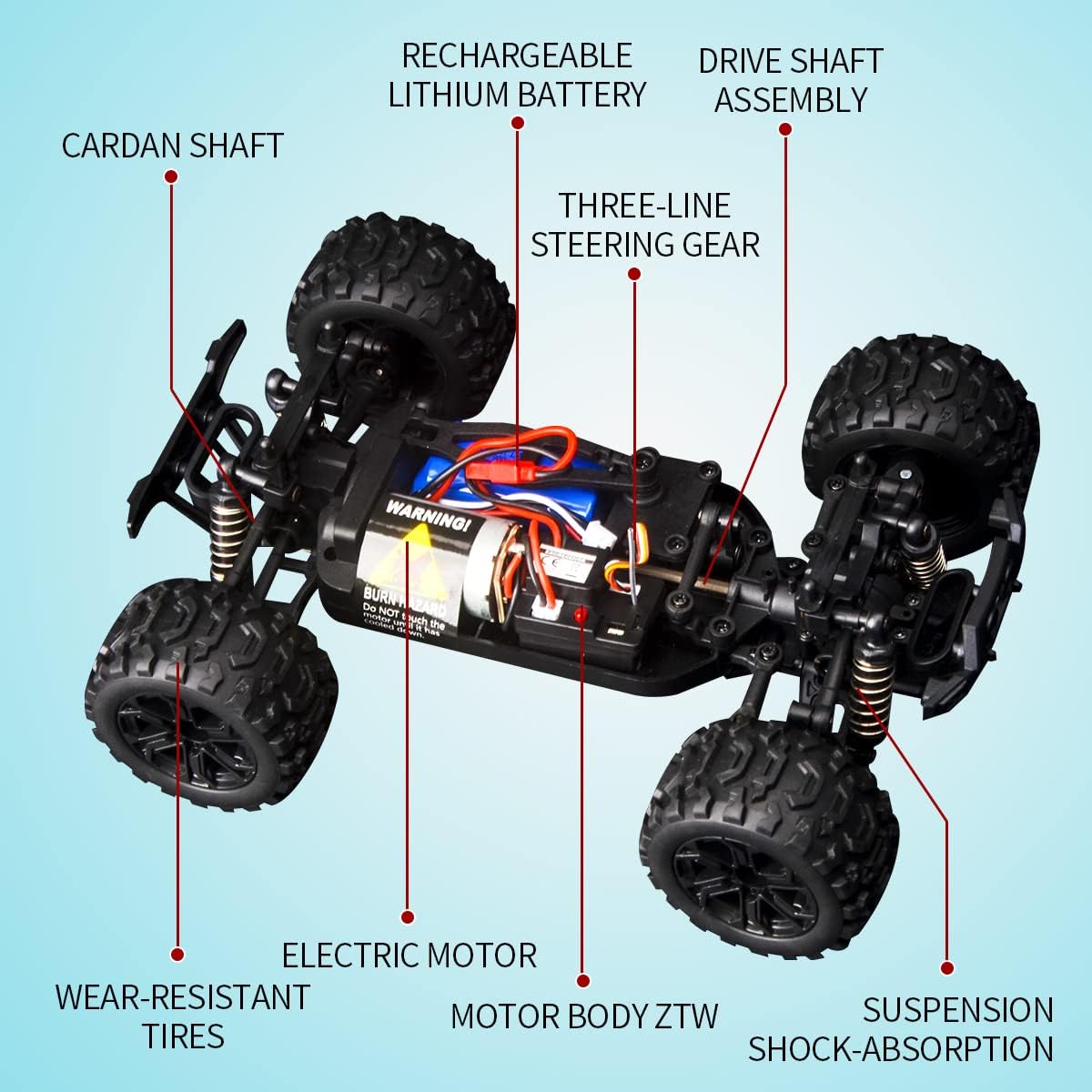 1:18 Remote Control High Speed RC Monster Truck with Rechargeable Batteries Pack of 2 F785951