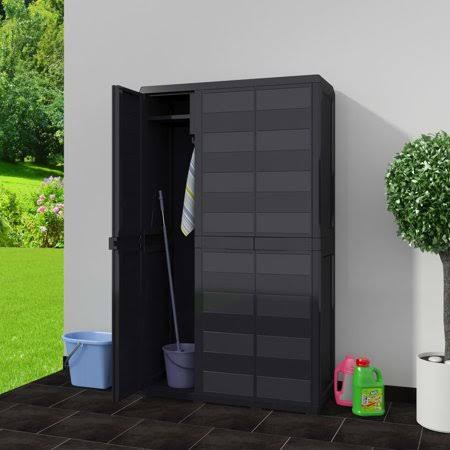Black Outdoor Storage Shed with 4 Shelves Y932
