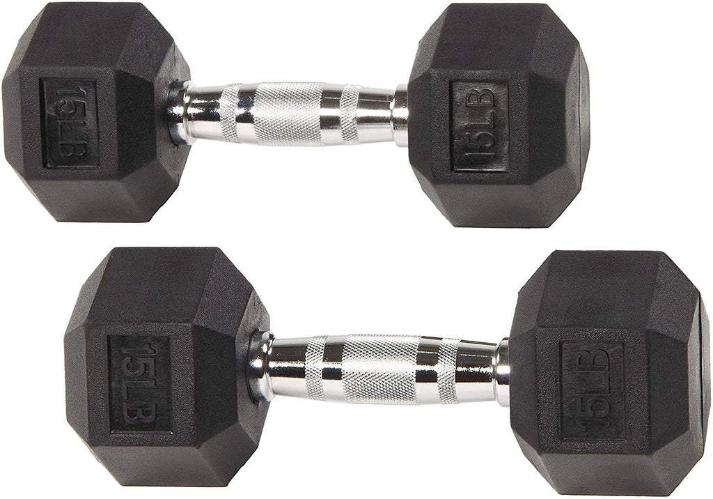 Rubber Encased Hex Dumbbell Pair Black R346959
