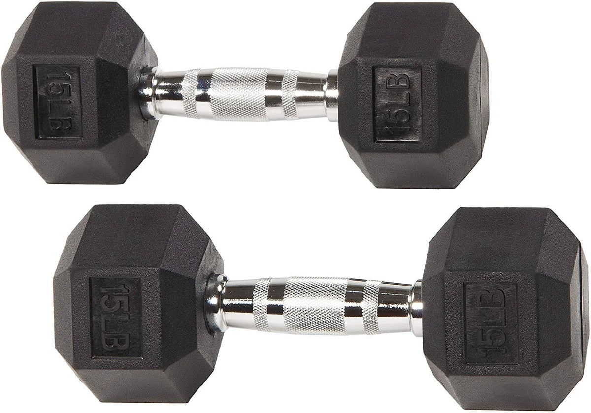 Rubber Encased Hex Dumbbell Pair Black R346959