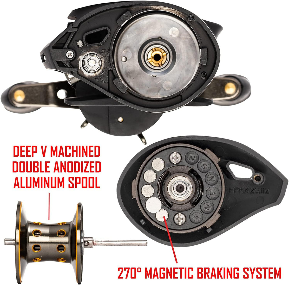 6.5:1 Gear Ratio 8+1 Bearing Aluminum Baitcasting Fishing Reel G881815