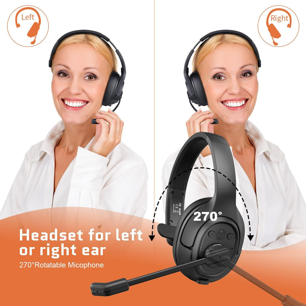 Noise Canceling Trucker Bluetooth Headset with Microphone T820