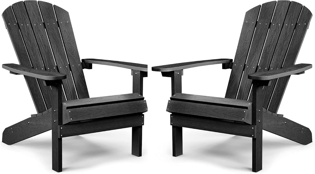 Adirondack Chairs Set of 2 Plastic Weather Resistant Grey V808091