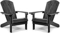Adirondack Chairs Set of 2 Plastic Weather Resistant Grey V808091