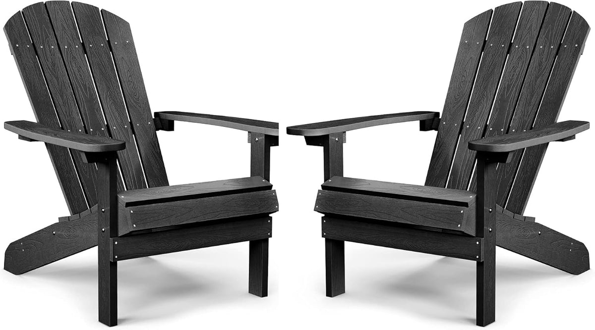 Adirondack Chairs Set of 2 Plastic Weather Resistant Grey V808091