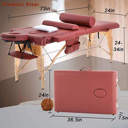 Portable Foldable Massage Table with Carry Case, Cream M3973