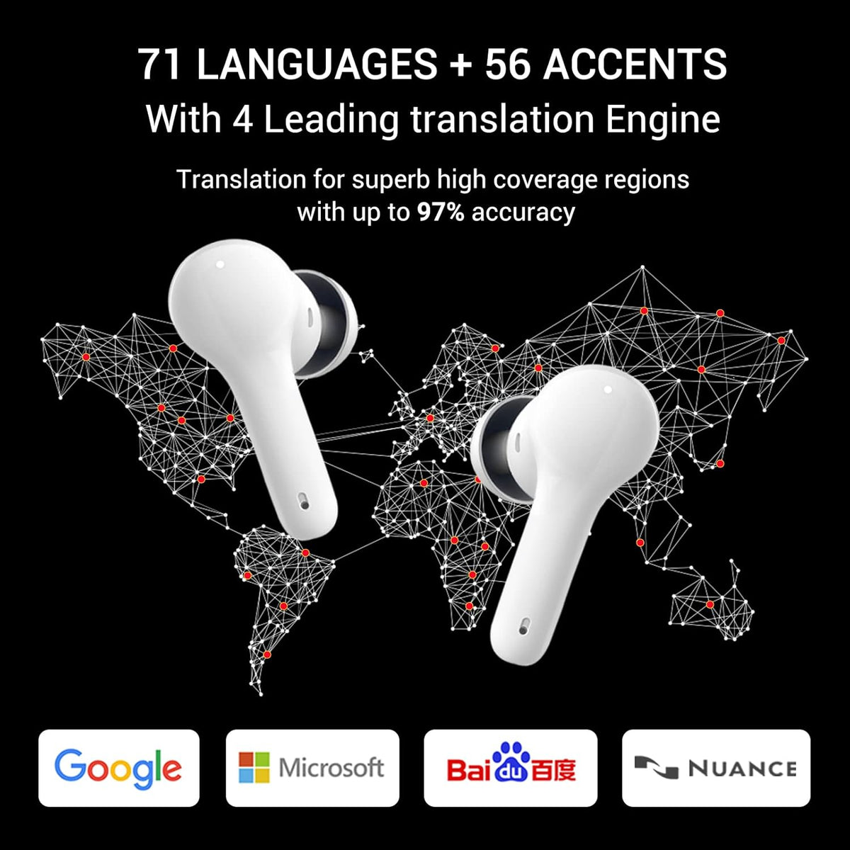 Wireless Translator Earbuds with 72 Languages G579064