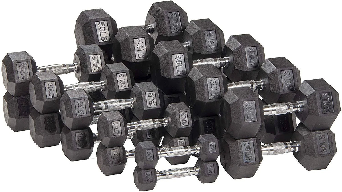 Rubber Encased Hex Dumbbell Pair Black R346959
